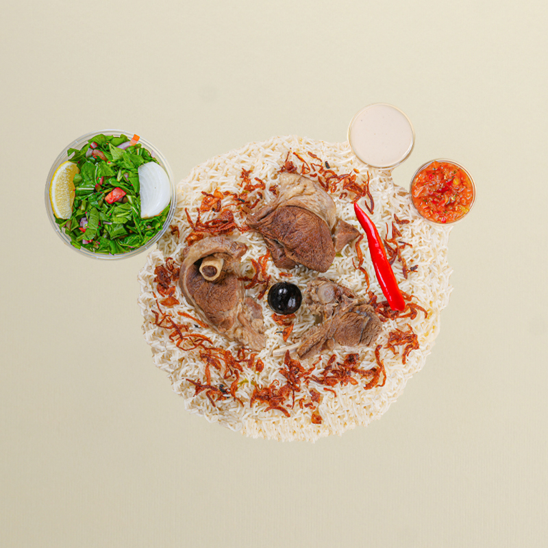 لحم تيس طازج مع رز بشاور